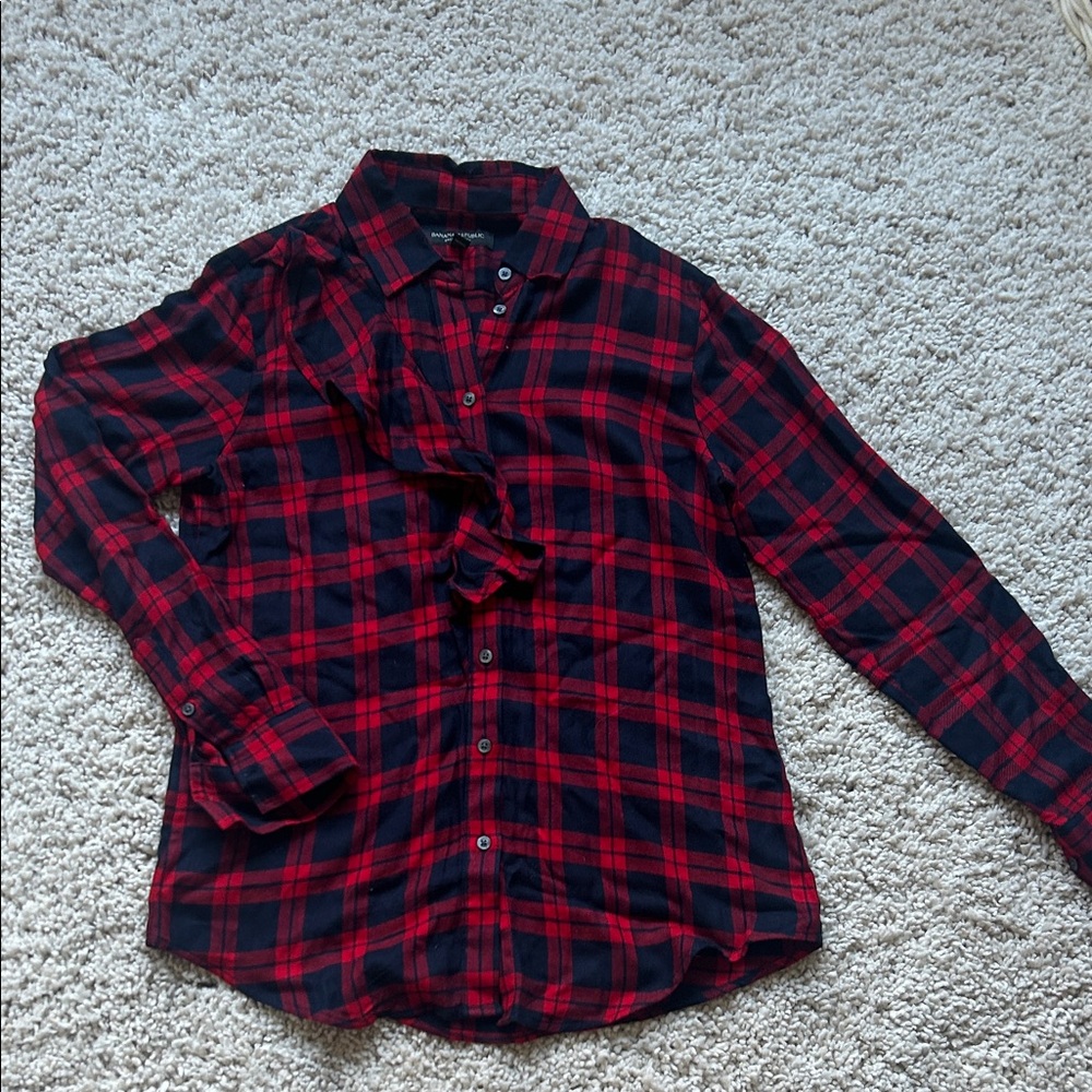 Banana Republic Red and Navy Plaid Shirt